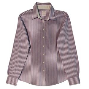 Brooks Brothers Button Up Shirt Womens Sz 10 - Purple Striped Blouse